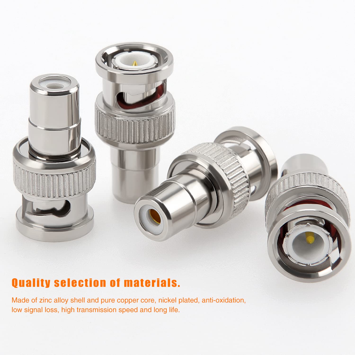 10 Pièces Adaptateur BNC Mâle à RCA Femelle, Connecteur Coupleur Coaxial pour CCTV Caméra