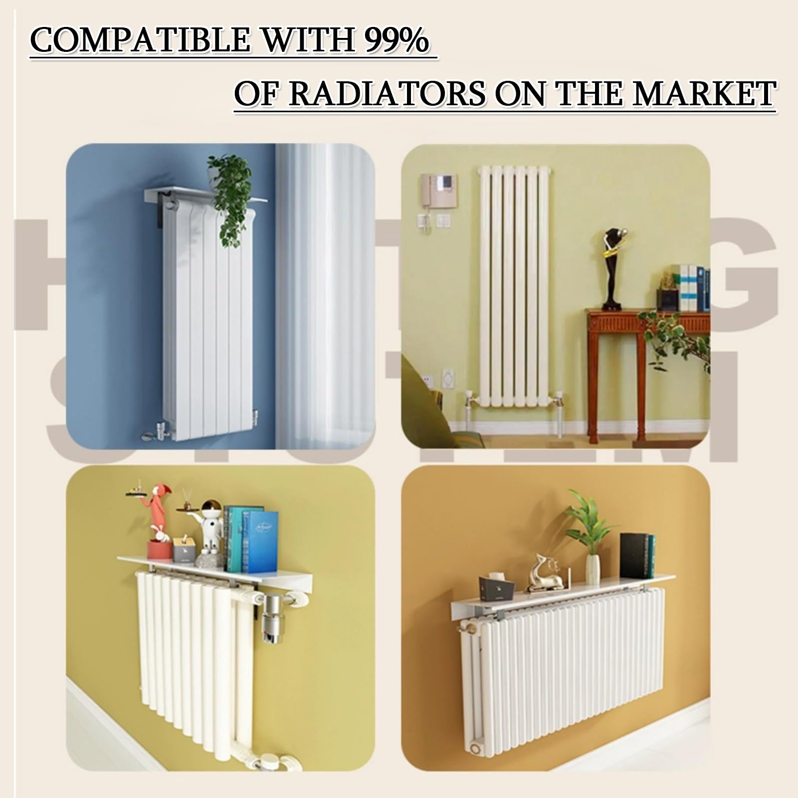 Mensola per Termosifone Rimovibile, Mensole sopra Radiatore, Mensola sopra Termosifone Senza Foratura, Prevenzione del Fumo E della Polvere, Ripiano per Piccole Decorazioni,40 cm/15.75in