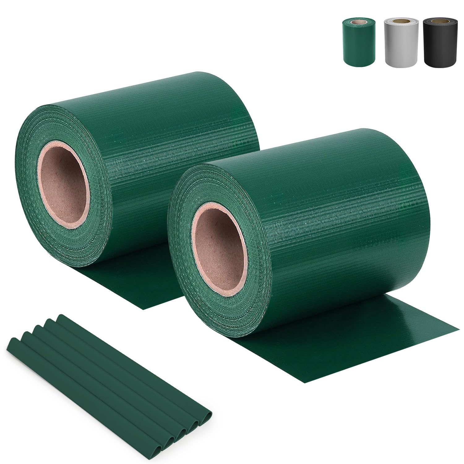 Ribelli 2er Set Sichtschutzstreifen Zaun, 2 Rollen á ca. 35 Meter x 19 cm inkl. 60 Clips, PVC Sichtschutz Zaunfolie, Doppelstabmatten Zaunfolie, Windschutz für Gartenzaun, Balkon,Grün