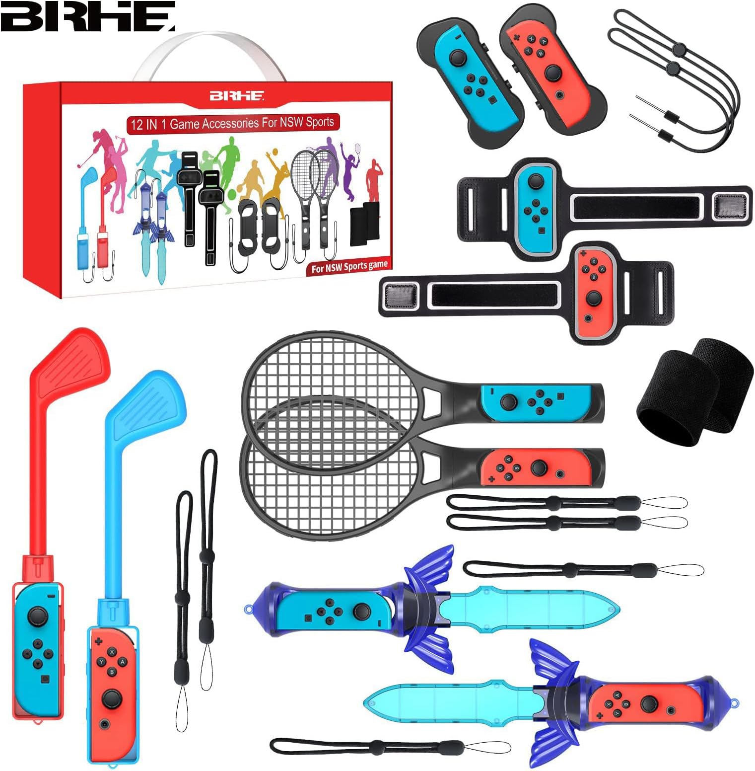 BRHE Nintendo Switch Sports Accessories12 in 1 Nintendo Sports Accessories