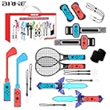 BRHE Nintendo Switch Sports Accessories,12 in 1 Switch Sports Accessories Bundle for Nintendo Switch Sports Games,Family Accessories Kit for Switch/OLED Sports Games : Golf Clubs,Tennis Rackets,Sword Grips