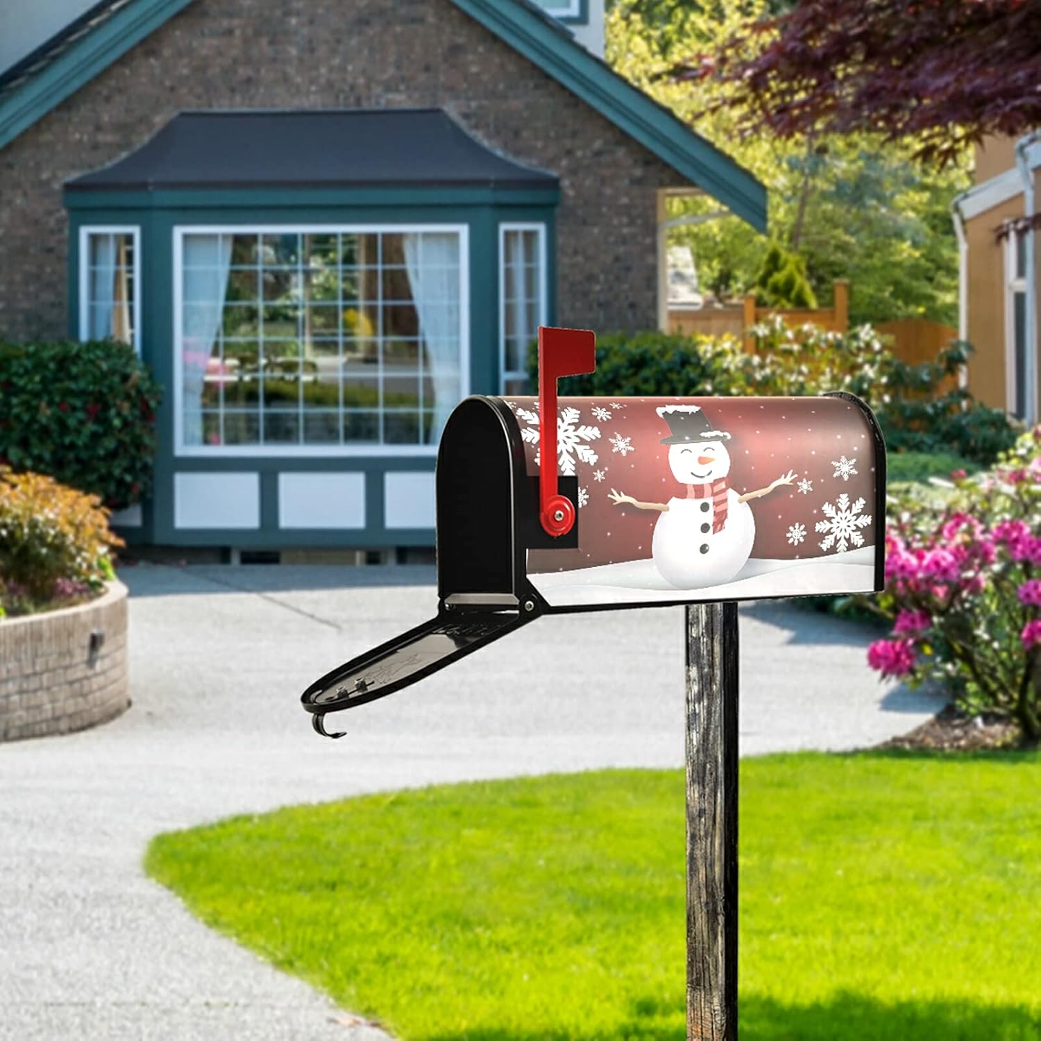 SUABO Mailbox Cover Snowman Standard Magnetic Mailbox Covers Wraps for Christmas Home Yard Garden Decor