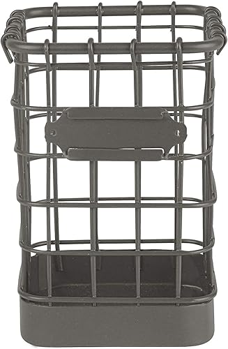 Miniatura 2 de Spectrum Diversified Lápiz vintage y vaso utilitario para almacenamiento y organización de escritorio o encimera de oficina en casa, gris industrial