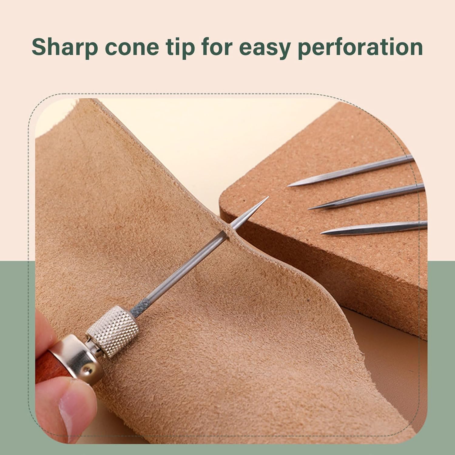 4 in 1 Leather Craft Sewing Awl Kits Sewing Awl with Handle Hole Punched Tool for Leather Sewing Hand Stitching