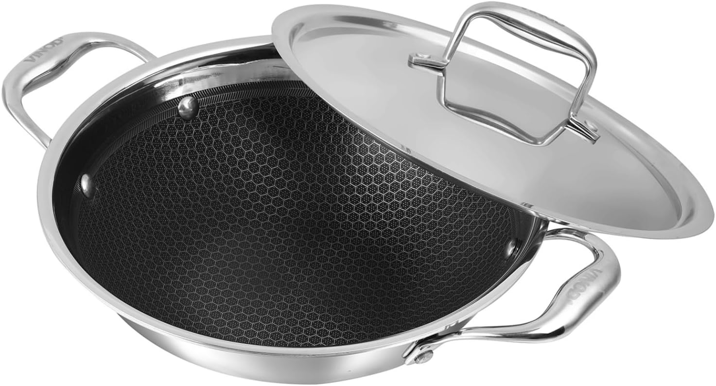 Vinod Platinum SAS Pro Extra Deep Kadai/Kadhai - 26 Cm. 3.7 Litre,Riveted Sturdy Handle (Induction and Gas Stove Compatible),5 Year Warranty - Aluminium, Non-Stick