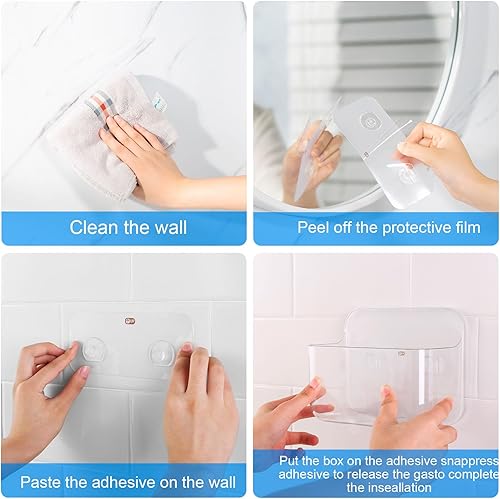 Miniatura 5 de CGBE Paquete de 2 organizadores de puerta de gabinete, estante adhesivo acrílico, almacenamiento montado en la pared, estantes de ducha