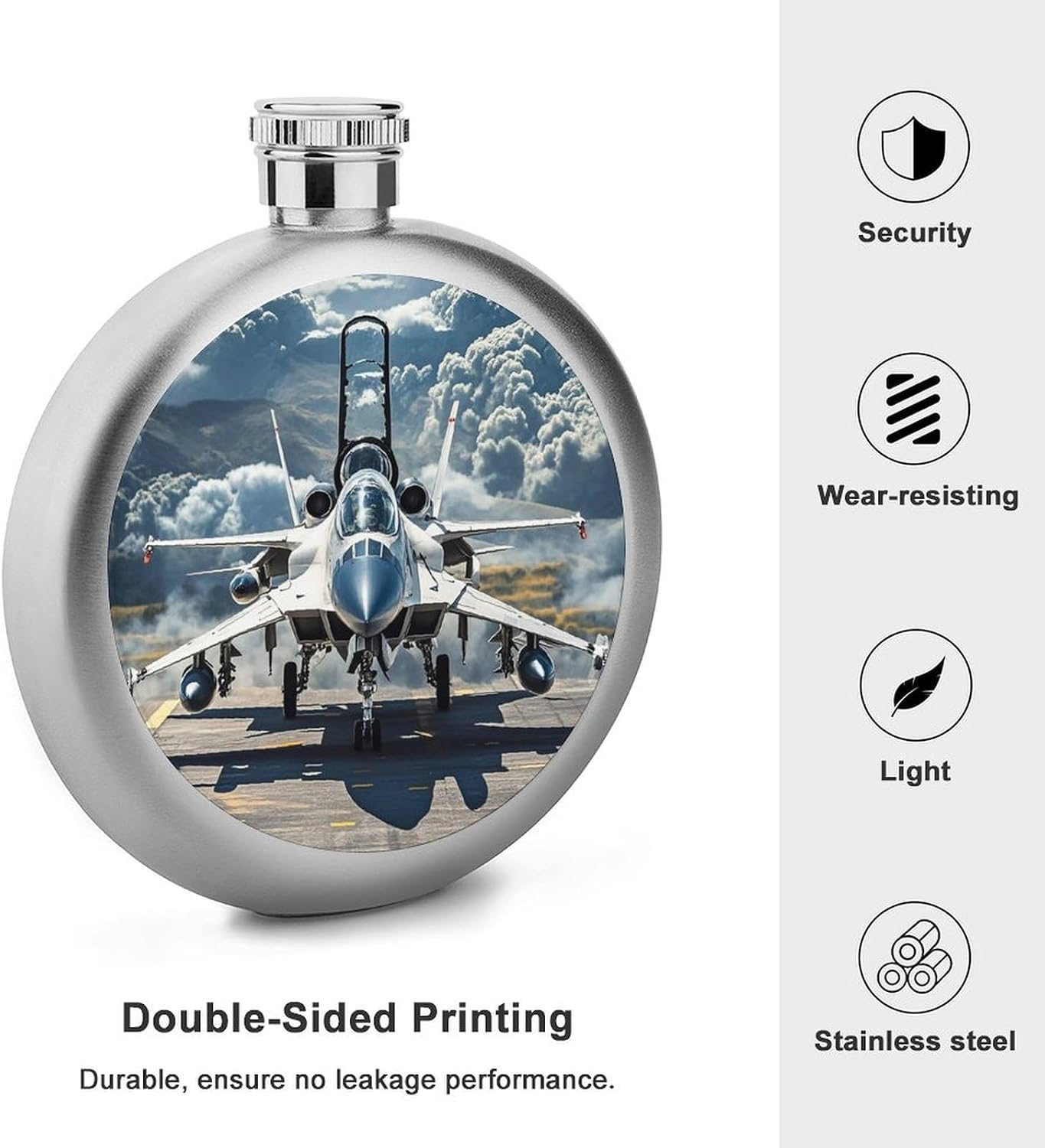 Aircraft Fighter Jets Stainless Steel Flagon to 5 Oz with Screw Cap,Hip Flask for Men–Whiskey & Liquor Pocket Flask,Alcohol Flagon for Camping Drink Sports Outdoor Wine Bottle