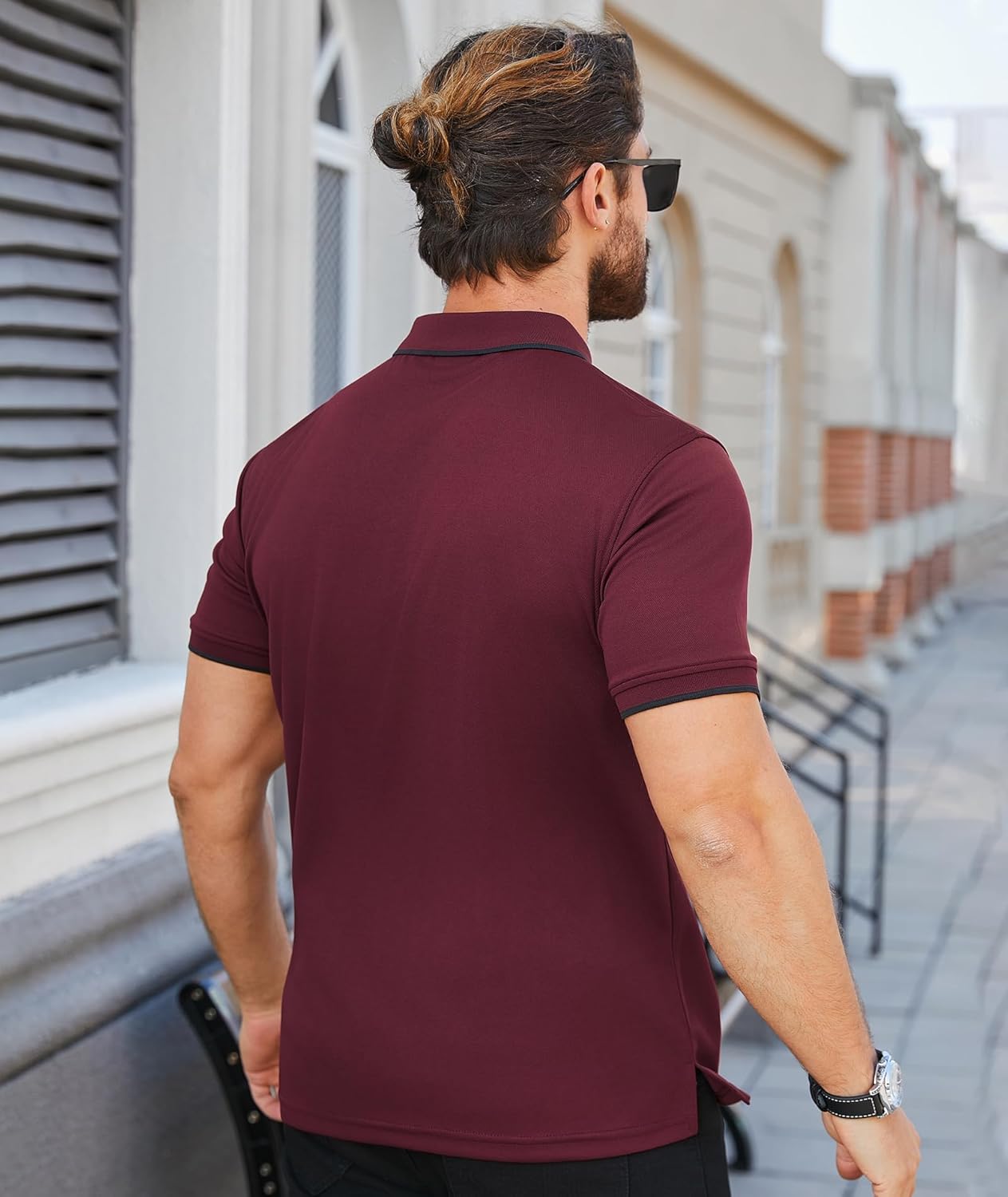 ZITY Polo Shirts for Men Quarter Zip Casual Shirts Short Sleeve Moisture Wicking Golf Polo Collared Shirts
