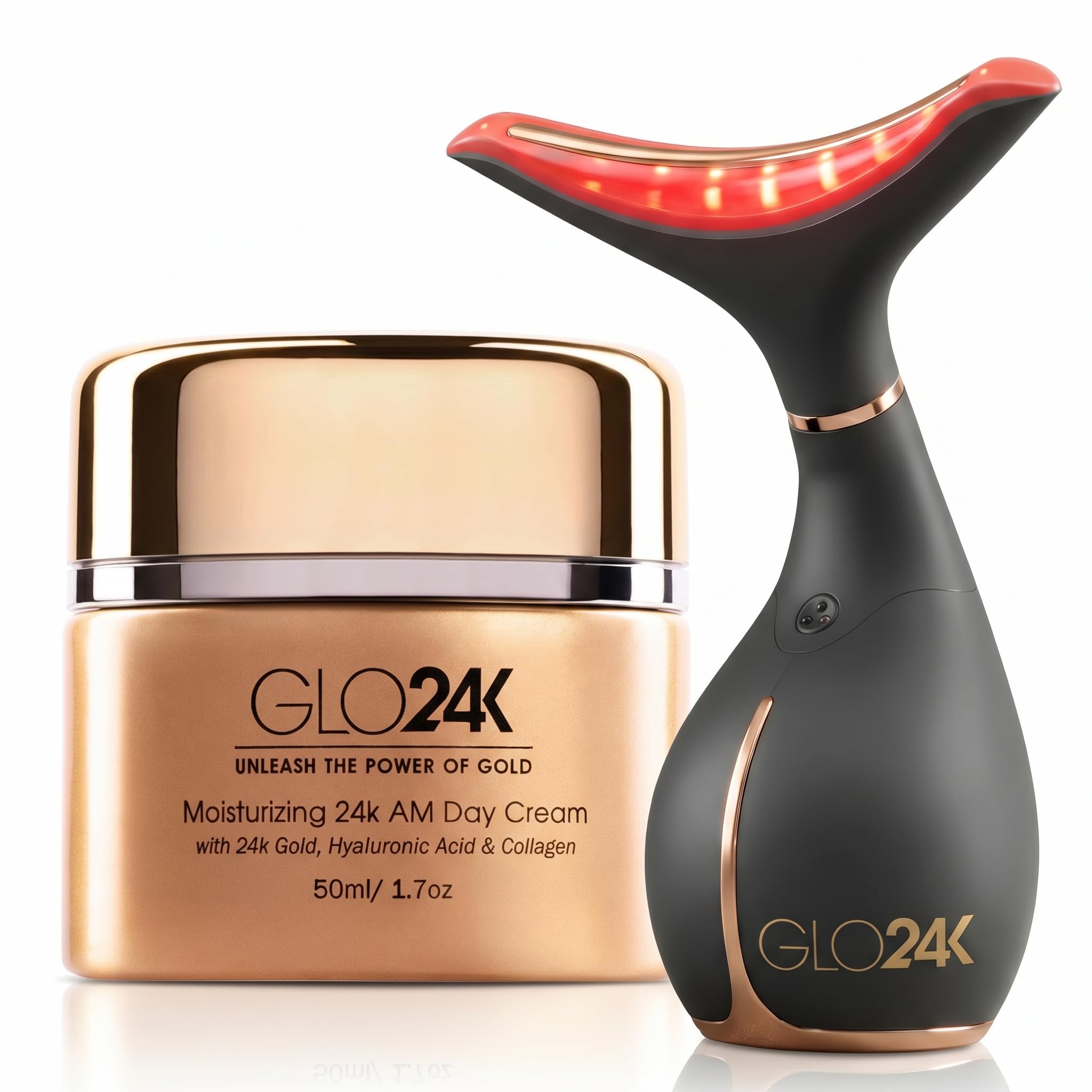 Amazon.com: GLO24K Red Light Facial Massager with 24K Gold Face