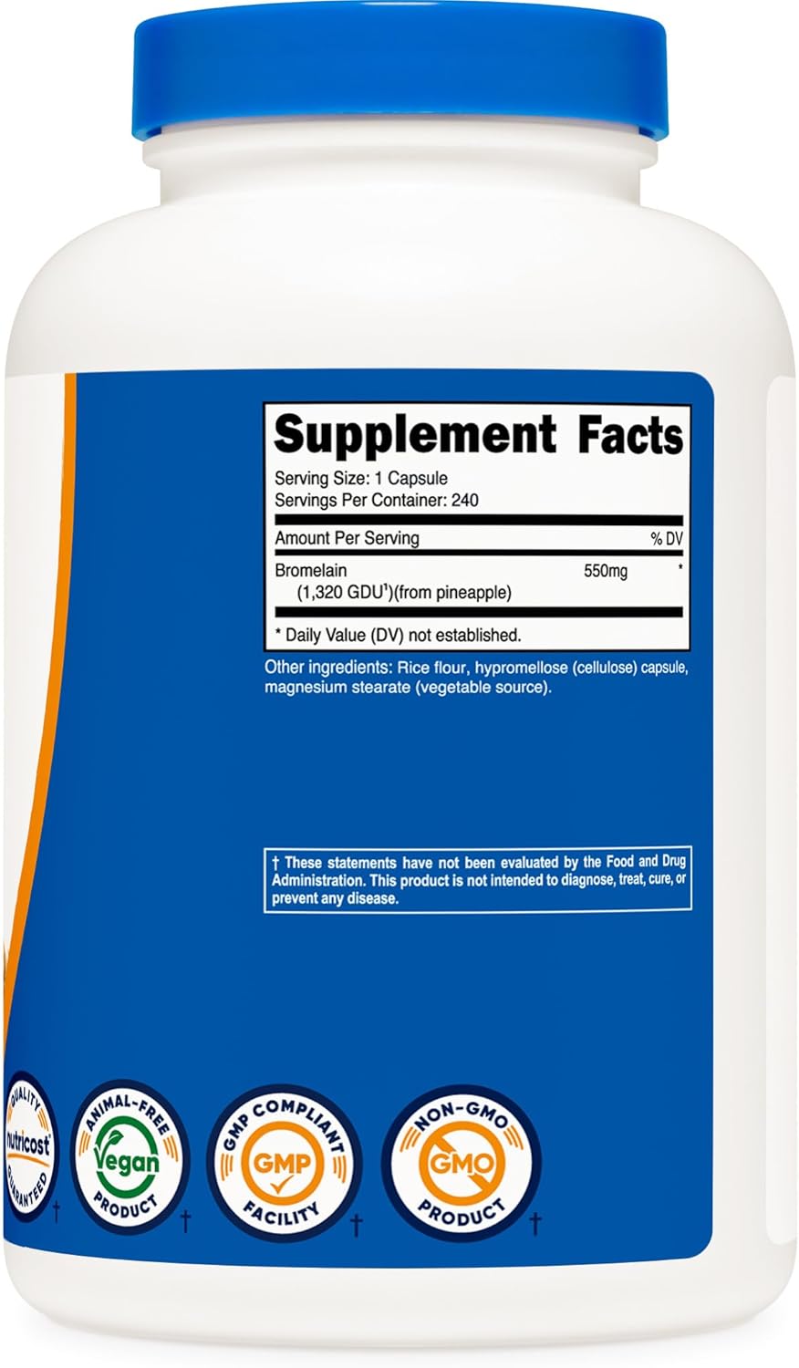 Nutricost Bromelain Capsules (240 Capsules) - 550 MG Per Serving, Vegan, Non-GMO, GMP Compliant