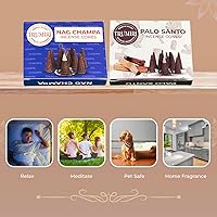 Vista 3 de TRUMIRI Incense Cones - Combo Pack of 20 Cone Incense - 10 Nag Champa + 10 Palo Santo - Insence Cones - Incense Cones Scented - Cone Incense Scents