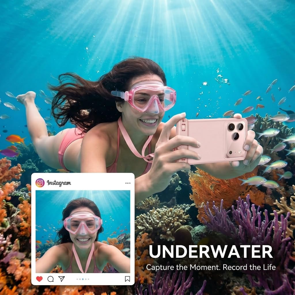 Waterproof Phone Pouch 2-Pack, IPX8 100FT Waterproof Case for iPhone & Samsung with Premium TPU Touch Screen & Lanyard, Perfect for Beach, Cruise, Kayak & Swimming - 7" Pink + 8" White