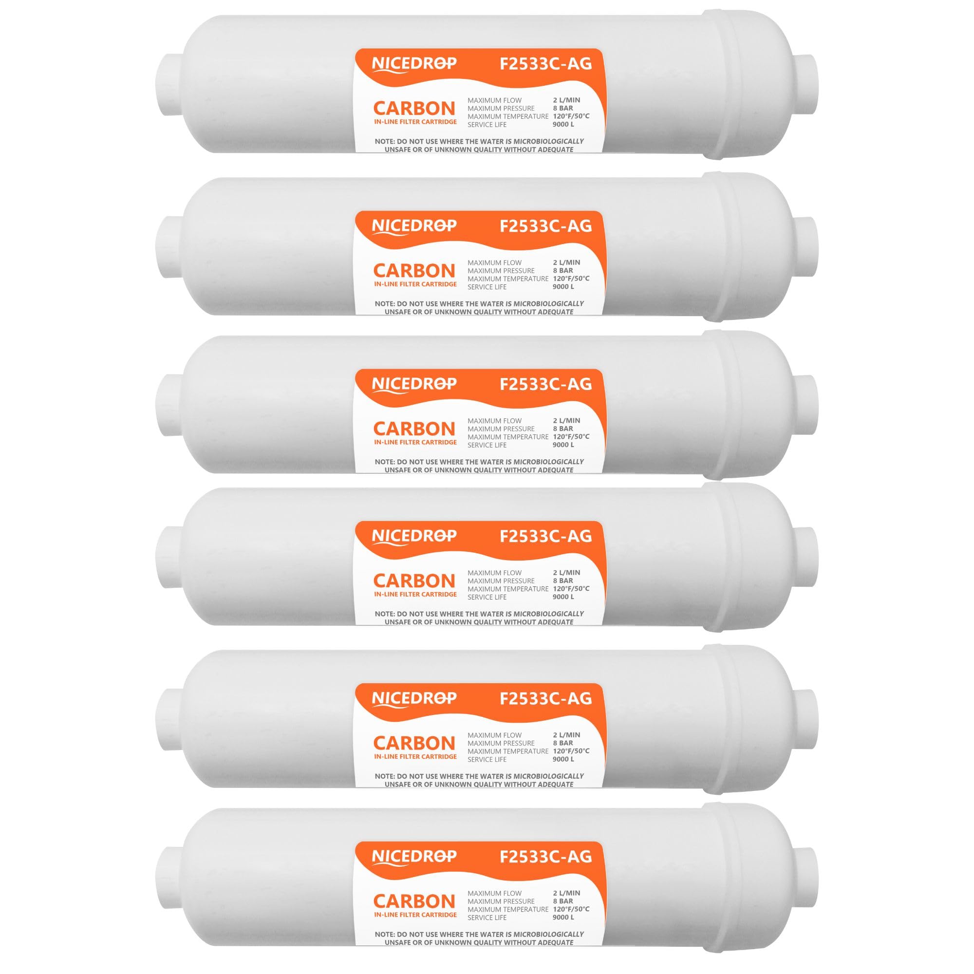 Filtro in Linea Carbone Attivo con Argento, 10 Pollici, Elimina Cloro e Particolato, Batteriostatico, 9000L - Impianti Osmosi (6)