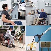 Vista 5 de Herramienta con pinza para agarrar y alcanzar objetos, de 32 pulgadas de largo, con punta magnética, para personas mayores, paquete de 2