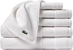 Lacoste Heritage Supima Cotton 6-Piece Towel Set, 2 Bath Towels, 2 Hand Towels, 2 Washcloths, Eden – Highly Absorbent & Quick Drying, Bathroom Essential, Machine Washable