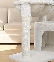 Vista 5 de YUNIQUE Árbol para gatos de 39.4 pulgadas con condominio para gatos y hamaca grande, beige