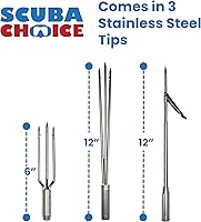 Vista 5 de Spearfishing Equipo de pértiga de 5 pies (largo total), de fibra de vidrio, estilo hawaiano, de 2 piezas, con 3 puntas: honda, arpón, y punta triple.