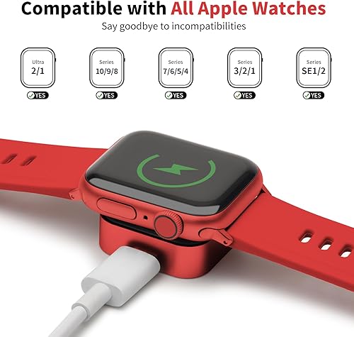 Miniatura 5 de Lovandare Adaptador de cargador magnético para Apple Watch, reutilización USB-C o iPhone Cable de carga rápida, carcasa de metal, portátil,