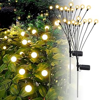 COOLEAD ソーラーライト 屋外 防水 ガーデンライト おしゃれ 埋め込み式 10LED 蛍の光効果 点滅 常時点灯 自動点灯/消灯 風が吹くと揺れる 庭/玄関灯/芝生/車道/歩道/公園 2個セット (電球色)