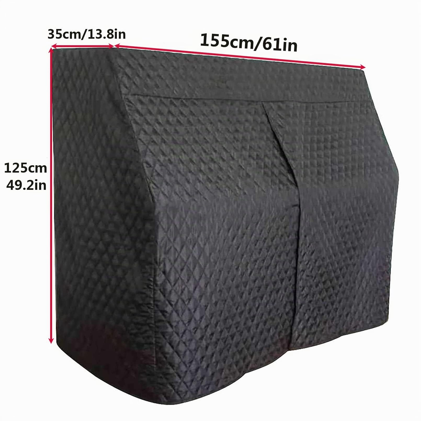 Cutfouwe Couvercle de Piano Vertical, Couverture de Piano complète, Nylon Noir matelassé épaissir résistant à l'eau Accessoires de Piano Décoration (Noir),155x35x125cm