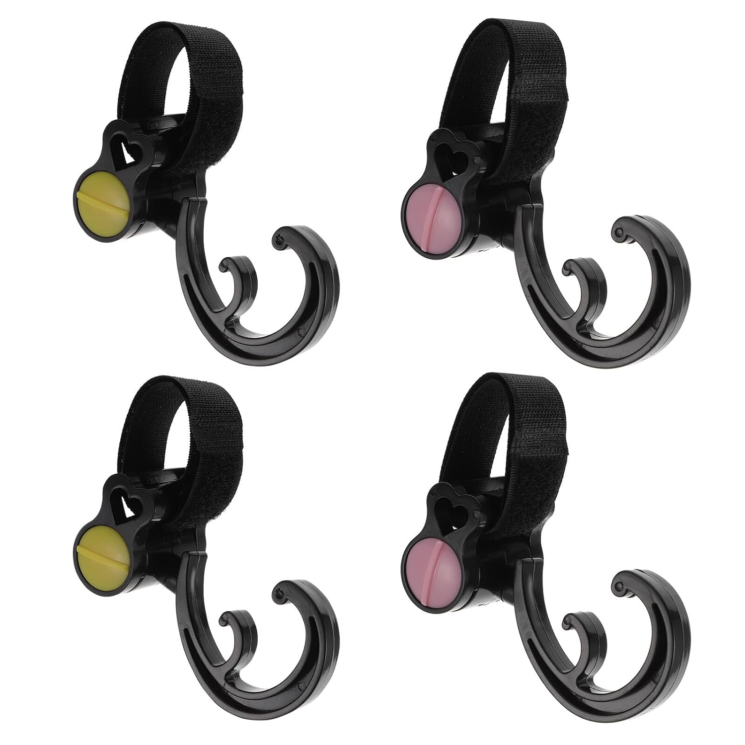 4 Pcs 360° Rotatable Stroller Hooks Plastic Hangers for Diaper Bags and Outdoor Use, Stroller Accessories for Moms with Clip Design