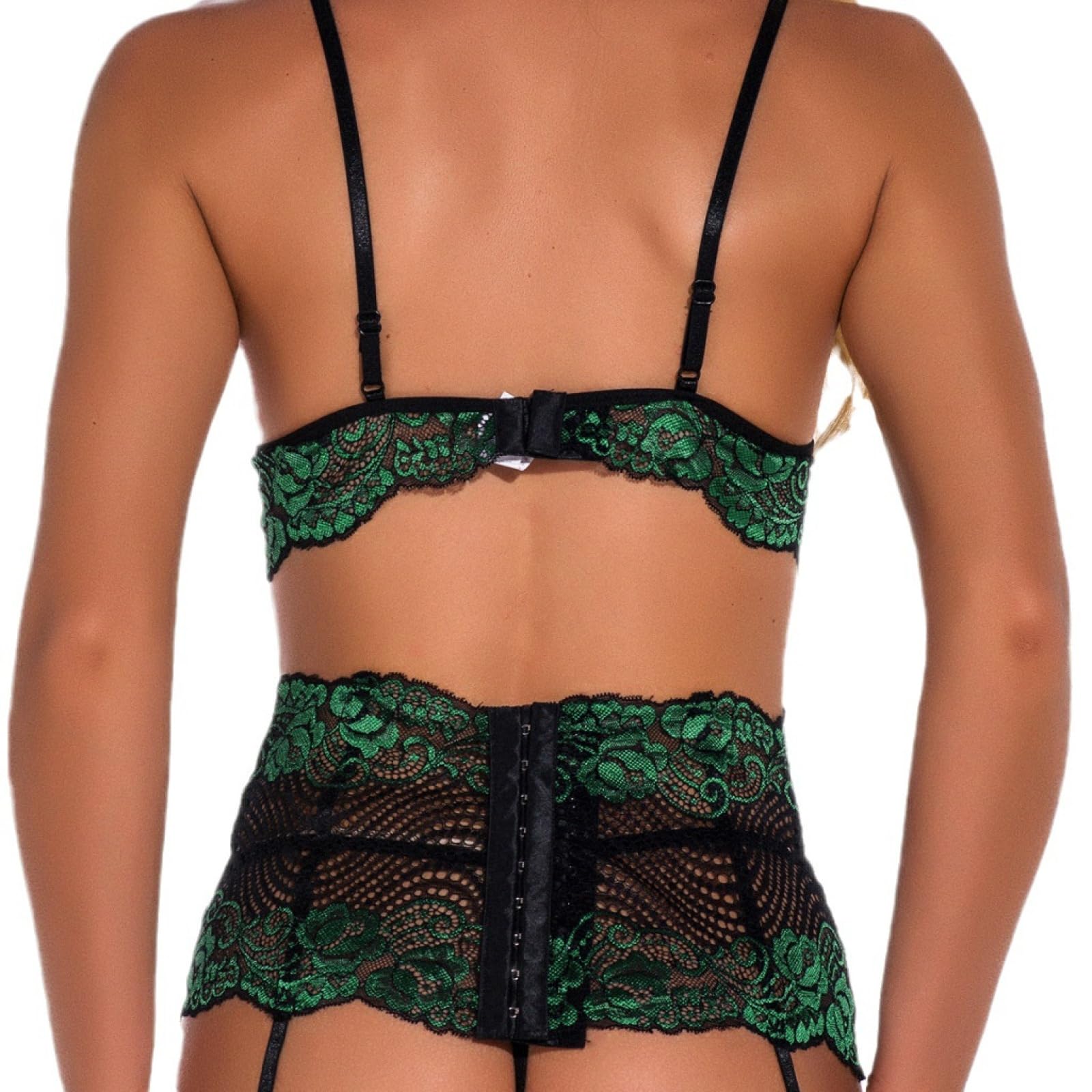 Conjunto de Pijama Sexy divertirse sin quitarse la Ropa Interior (Verde M)