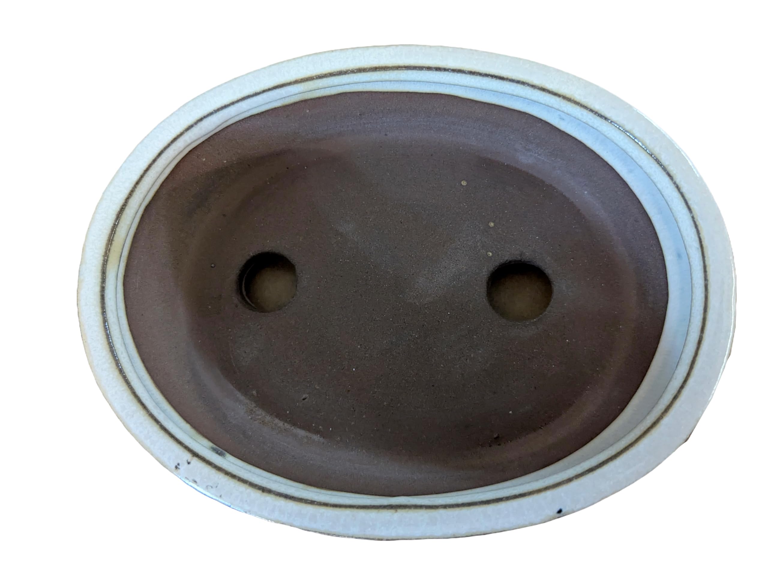 Glazed Ceramic Bonsai Pots without trays (Cream, 16cm) - Image 2