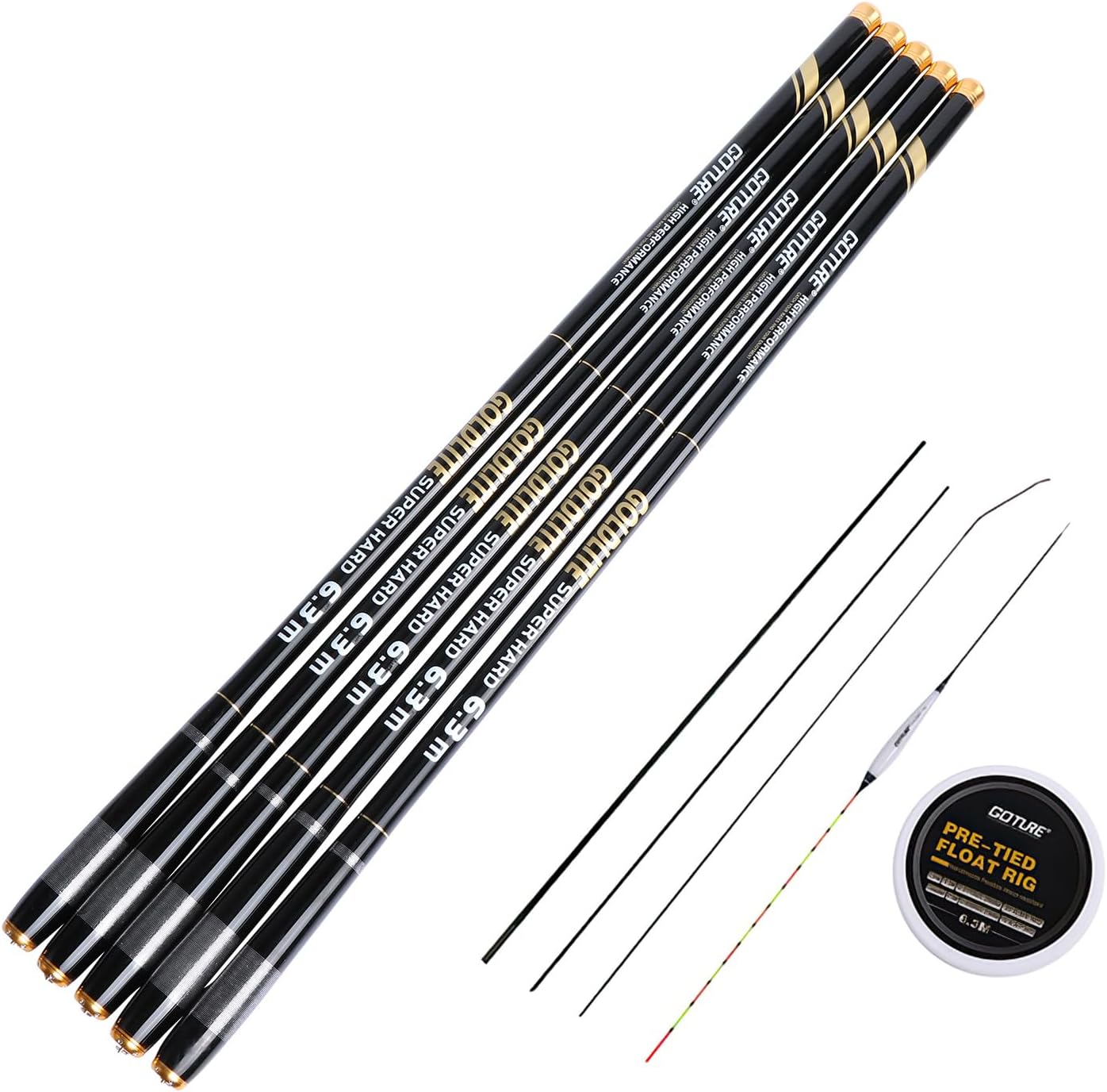 Goture//Telescopic Tenkara Fishing Rod//Ultralight Travel Fishing Rod,Portable Collapsible Bass Crappie Rod,1 Piece Carbon Fiber Inshore Stream Trout Pole 10 12 15 18 21 24 Free Tip Set(Top 3 Segment)