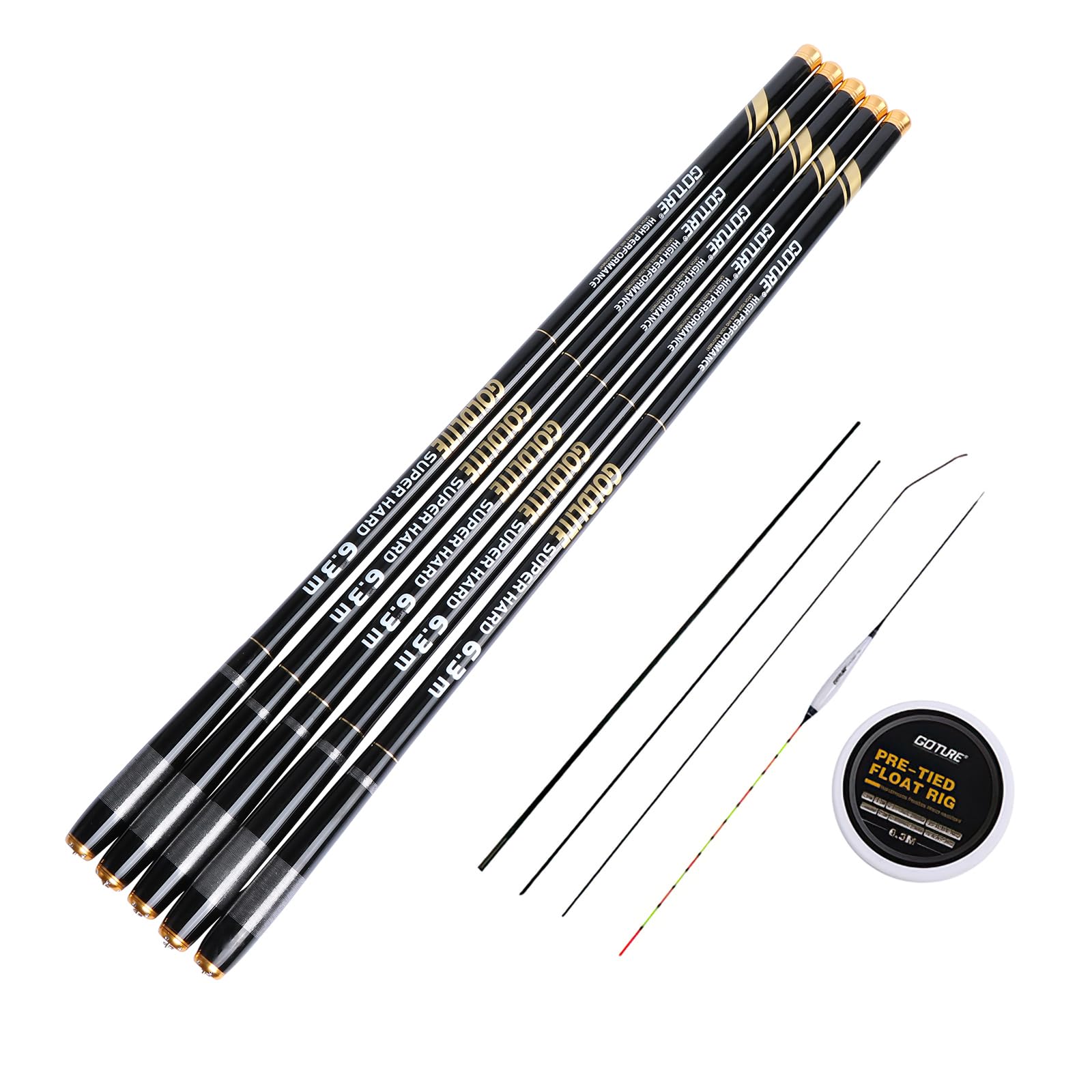 Goture//Telescopic Tenkara Fishing Rod//Ultralight Travel Fishing Rod,Portable Collapsible Bass Crappie Rod,1 Piece Carbon Fiber Inshore Stream Trout Pole 10 12 15 18 21 24 Free Tip Set(Top 3 Segment)