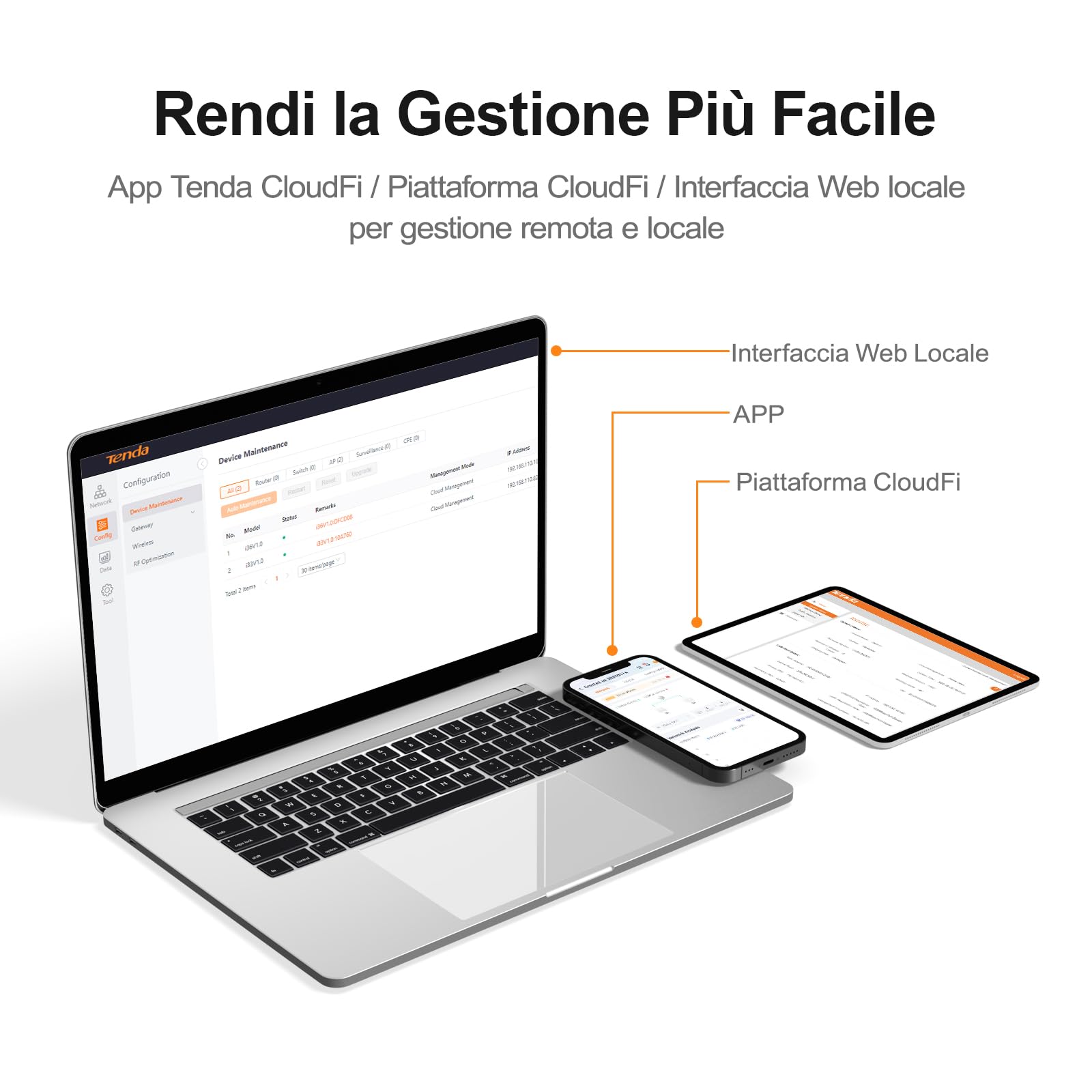 Tenda BE5010 Punto di accesso WiFi 7 con 2 porte (1x porta PoE+ 2.5G e 1x porta Gigabit, 802.11be Dualband, sicurezza WPA3, più SSID, gestione tramite app/cloud o locale, incluso alimentatore) (i36)