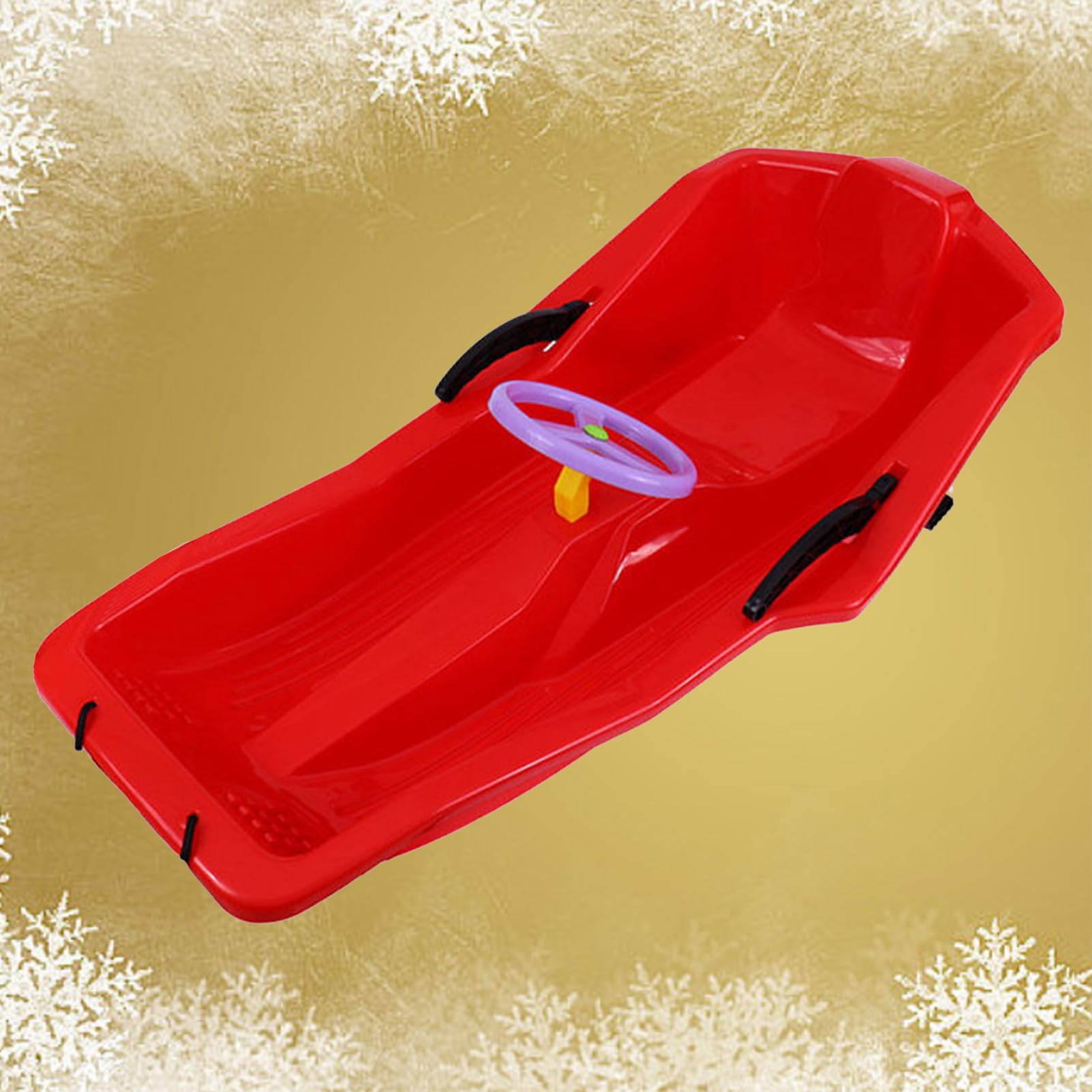TUOYIBO Happy Children's Sledding, Winter Sledges, Children's Sledges, Thickened Double Sledges, Sledges with Backrests, Plastic Sledges
