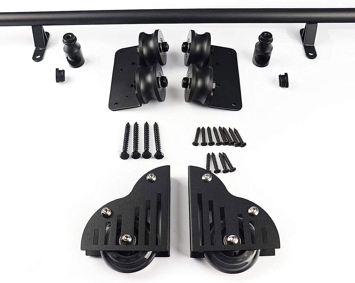 Sliding Ladder Library Full Set Hardware Rolling Track,3.3ft-20ft Sliding Barn Door Kit,Steel Round Tube Mobile Ladder Track with Floor Roller Wheels (Size : 10ft/300cm Track kit)