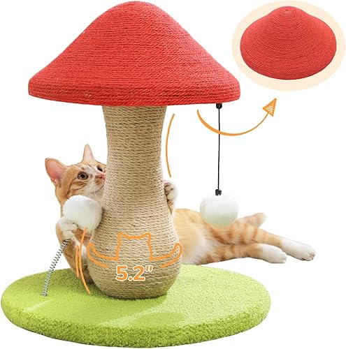 Miniatura 7 de PETEPELA Poste rascador de 19 pulgadas, torre de árbol para gatos, rascador de sisal 100% natural con cama grande de felpa superior, plataforma Gris