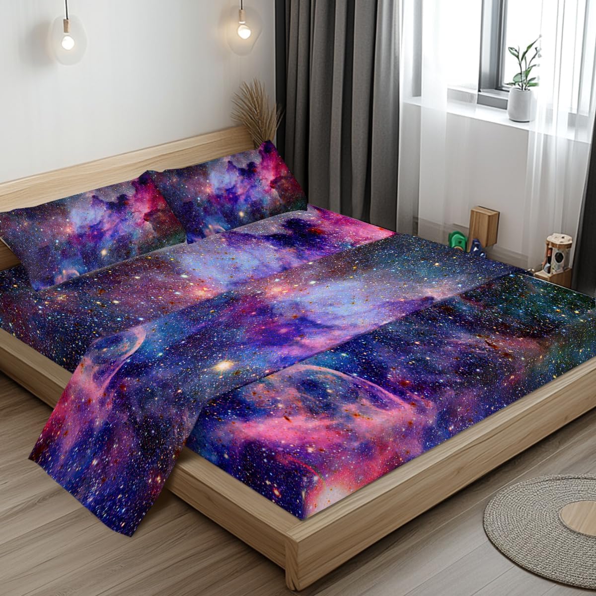 Sleepwish ベッドシーツ4点セット 3Dプリントボックスシーツ