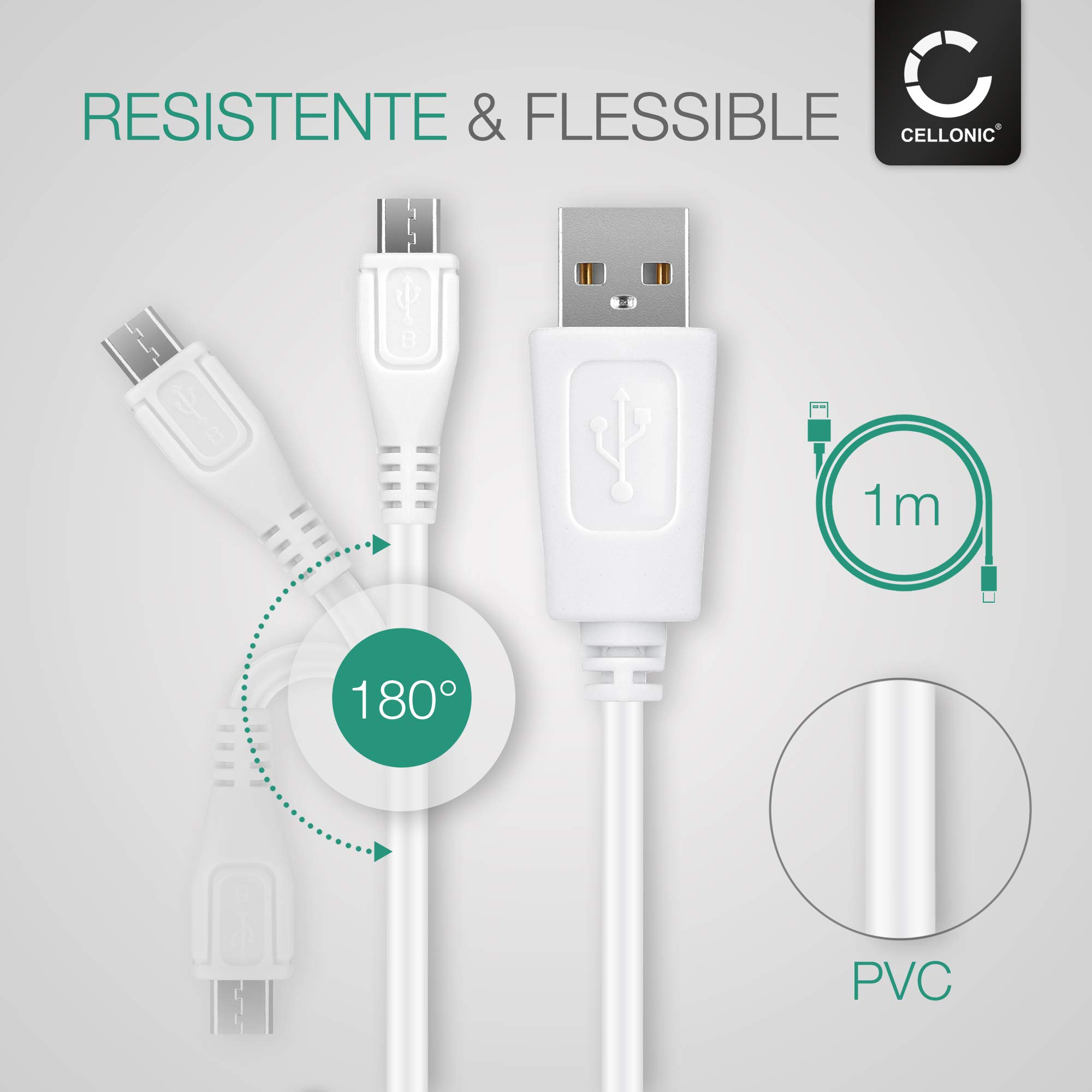 Cavo Micro USB Per Agptek MP3 Player | Compatibile Con A02, A26, G05 | Lunghezza 1m | Nero - Foto 2