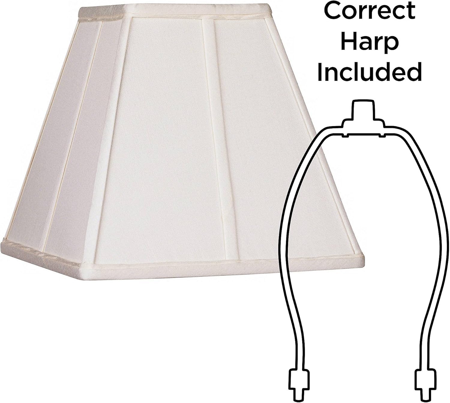 Set of 2 Ivory Classic Medium Square Lamp Shade (Pre-Assembled) s 5.25" Top x 10" Bottom x 9" High (Spider) Replacement with Harp and Finial - Springcrest