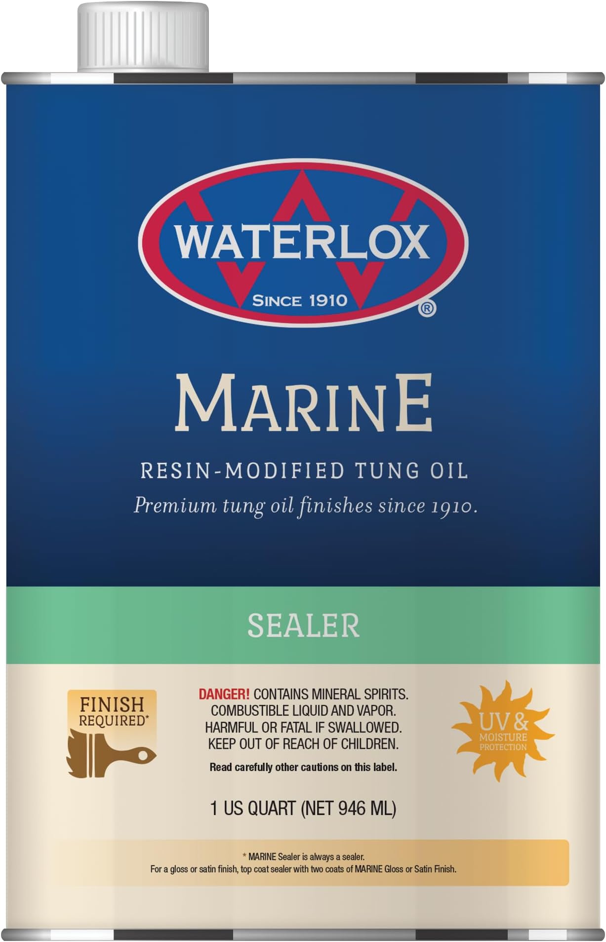 Waterlox TB 3809 25F Original Marine Sealer Qt, clear