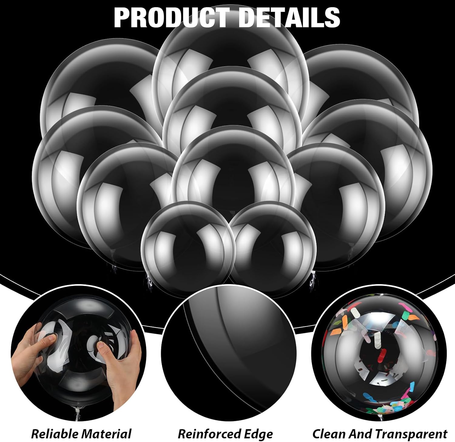 Zubebe 100 Pcs Clear Bobo Balloons for Stuffing, 12 Inch, 18 Inch, 20 Inch, 24 Inch Bubble Party Decorations Transparent Bubble Bobo Balloons for Wedding Birthday Party Decorations