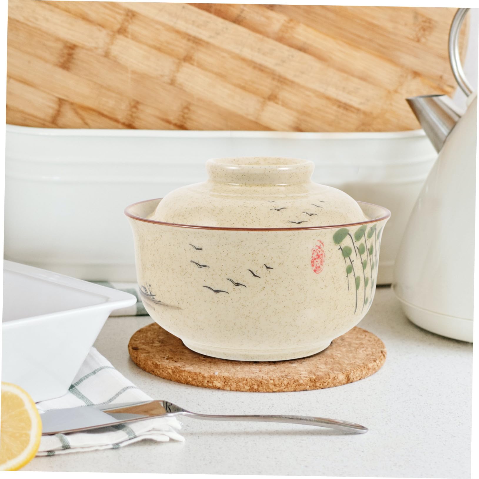 Ramen Schüssel Mit Deckel Aus Keramik Geeignet Für Nudeln Suppe Reis Und Instant-food Langlebig Und Leicht Zu Reinigen
