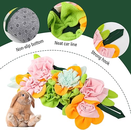 Rabbit Foraging Mat, 11.8" X 11.8" Interactive Feeding Game, Machine Washable Felt Fabric Pet Foraging Mat for Rabbits, Guinea Pigs, Hamsters, and Small Animals Anti Slip Feeding Mat Treat Dispenser(yellow)