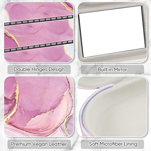 Miniatura 11 de Fintie Funda para lentes de contacto 2 en 1 y funda para gafas, soporte de viaje portátil de doble cara para lentes con espejo integrado, pinzas