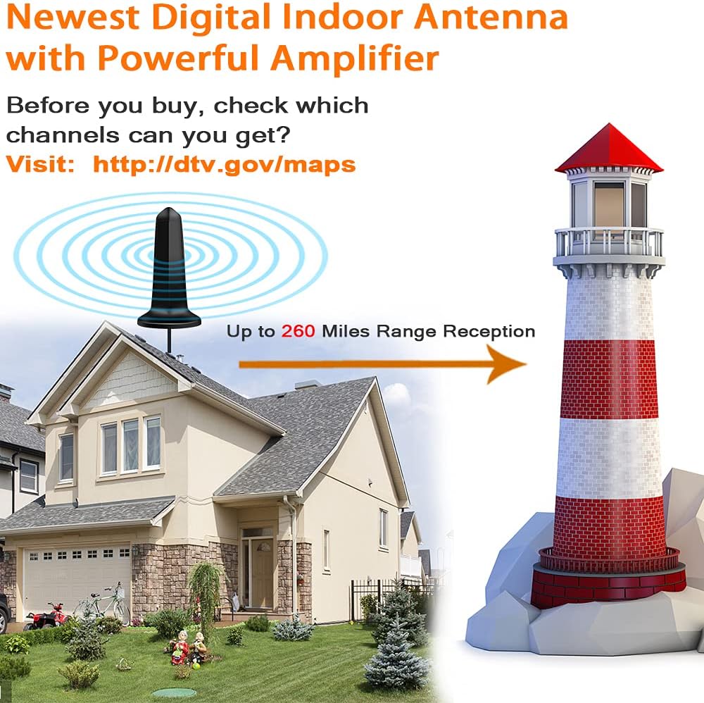 TV Antenna - Amplified HD Indoor Digital TV Antenna Long 250+ Miles Range Antenna Support 4K 1080p Fire Stick and All Television Indoor Smart HDTV Antenna for Local Channels : Electronics