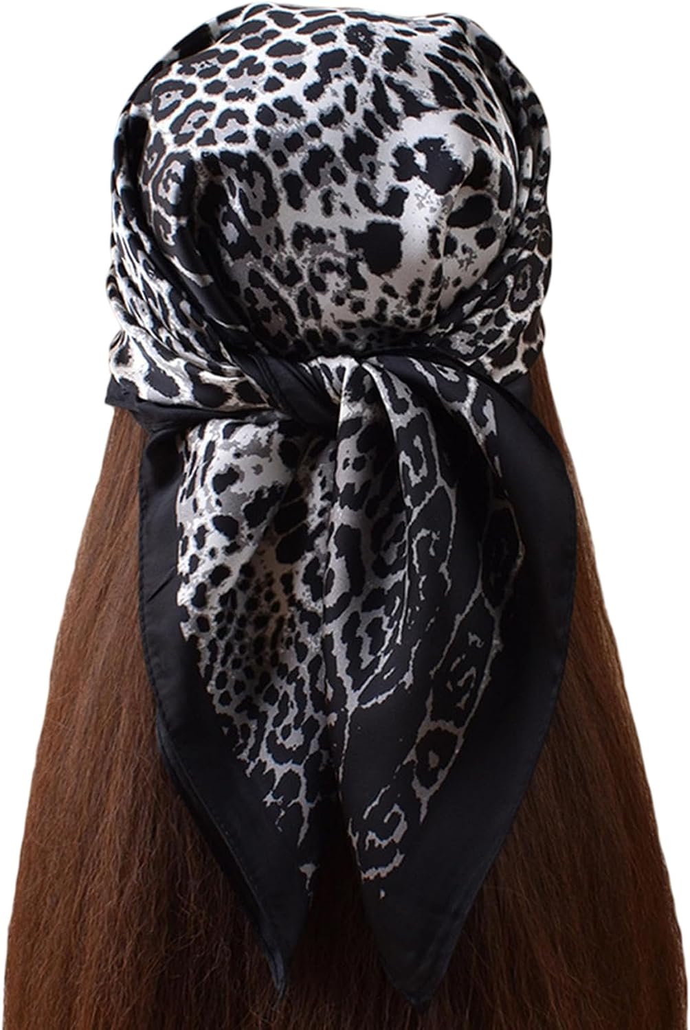 Leopard Cheetah Head Scarf for Women Silky Satin Square Neck Bag Purse Scarves Wrapping Sleeping Hair Bandanas 27.5 in