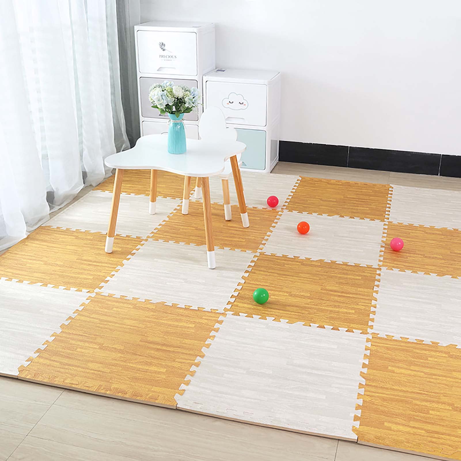 Maty podłogowe z miękkiej pianki,Maty do ćwiczeń piankowych,Maty podłogowe do siłowni z granicami,Interlocking Puzzle Płytki podłogowe, Maty piankowe do gry dla dziecka Mat pełzająca,30x30x1cm,S,24Pcs