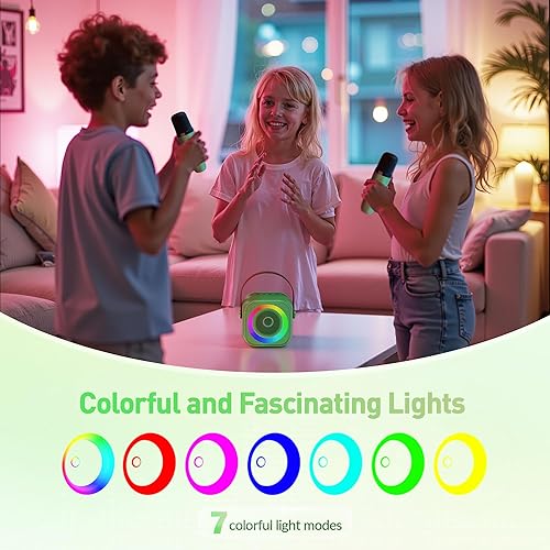 Vista 40 de Mini máquina de karaoke para niños y adultos, altavoz Bluetooth portátil con micrófono inalámbrico, para niñas de 4, 5, 6, 7, 8, 9, 10 y 12 años
