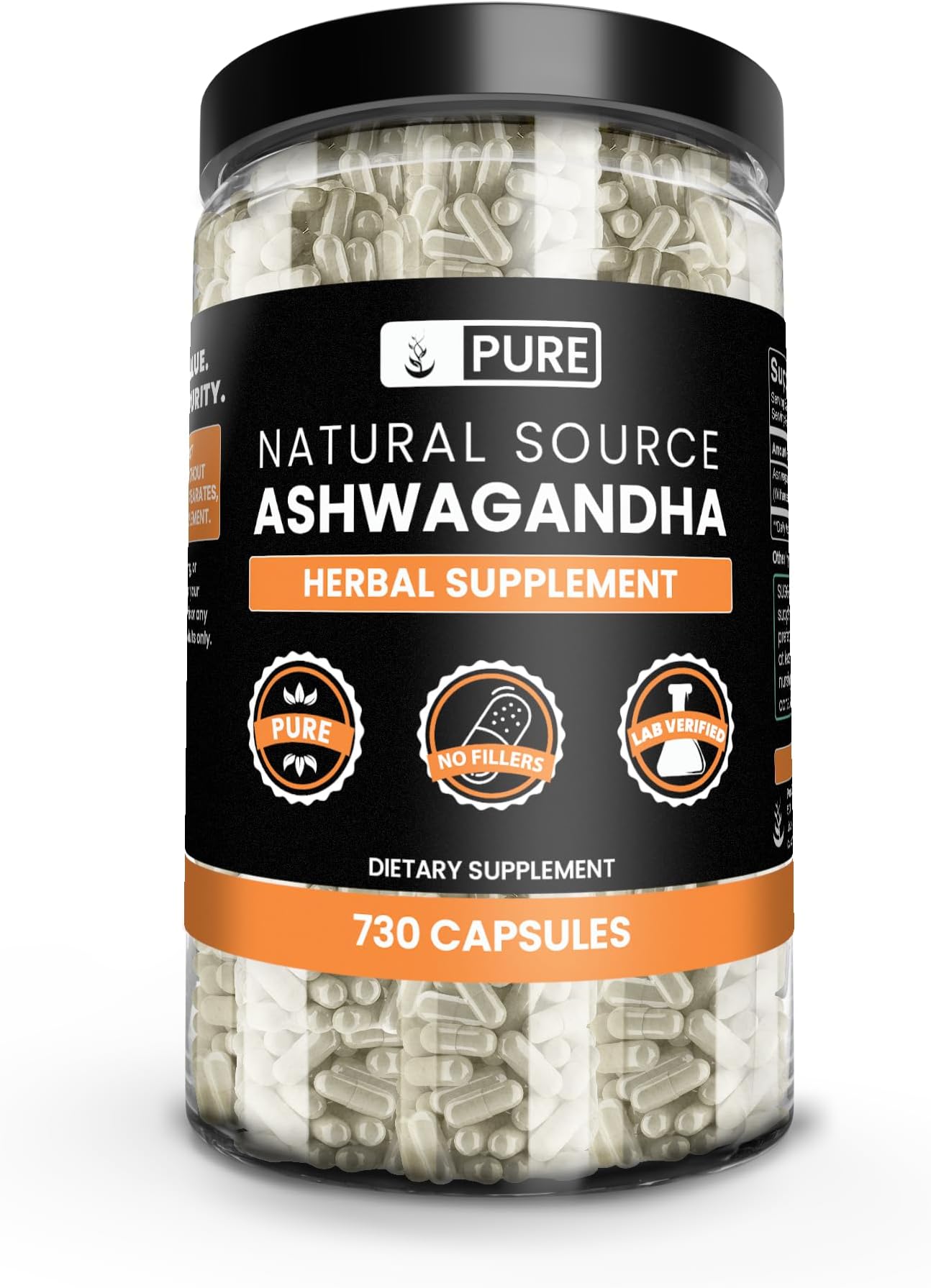 Ashwagandha (730 Capsules) No Magnesium Or Rice Fillers, Always Pure, Lab Verified