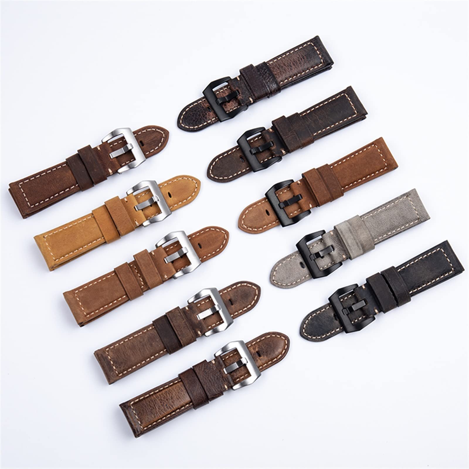 Accessori per cinturini fatti a mano Cinturino vintage retrò in vera pelle Crazy Horse da 24 mm per cinturino Panerai con fibbia ad ardiglione