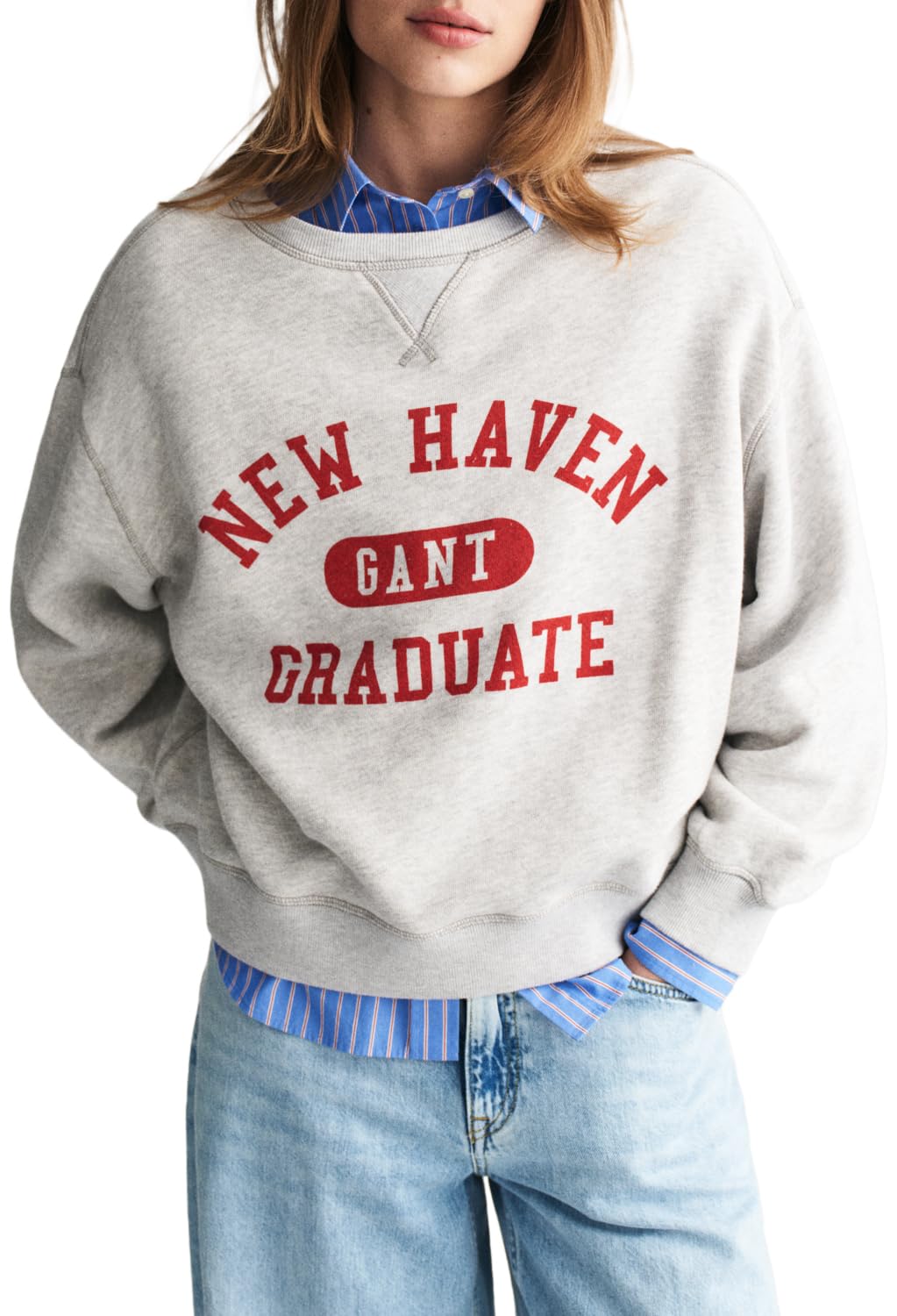 GANT Felpa con Scollo A C Maglia di Tuta Donna