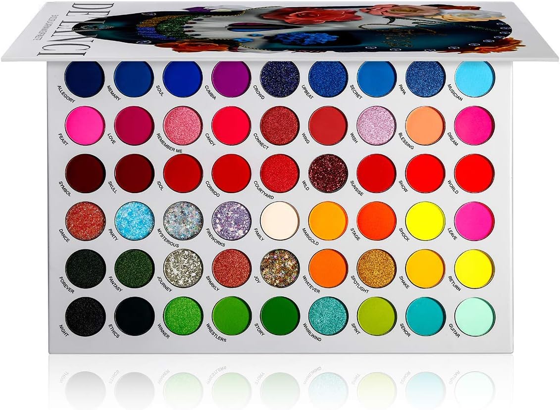 La Catrina Colorful Eyeshadow Palette Professional 54 Color Board Eye Shadow Bright Neon Glitter Makeup Pallet Highly Pigmented Powder Eye Shadow, Multicolor, Semi-Matte Finish