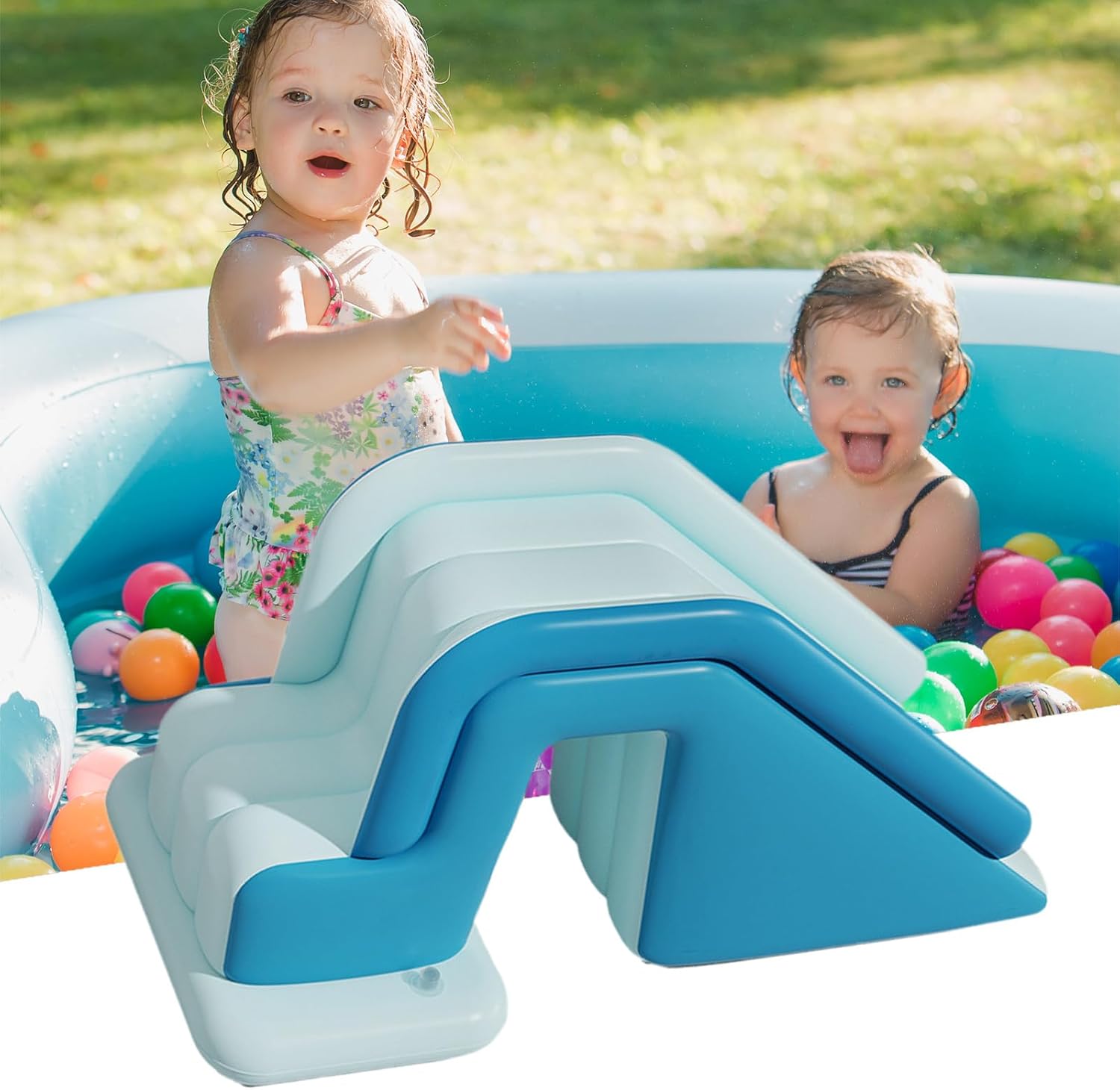 Pool Inflatable Slide, Foldable Blow Up Pool Slide, Non-Slip Family-Sized Ramp Floating Relaxation for Summer Parties Camping Trips Beach Residential Backyard